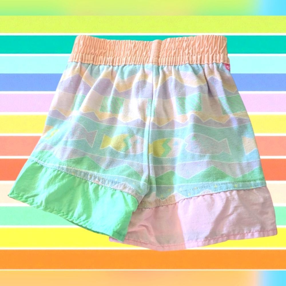 Oshkosh B'Gosh Rare Vintage Pastel Florescent Fish  Geometric Print‎ Shorts